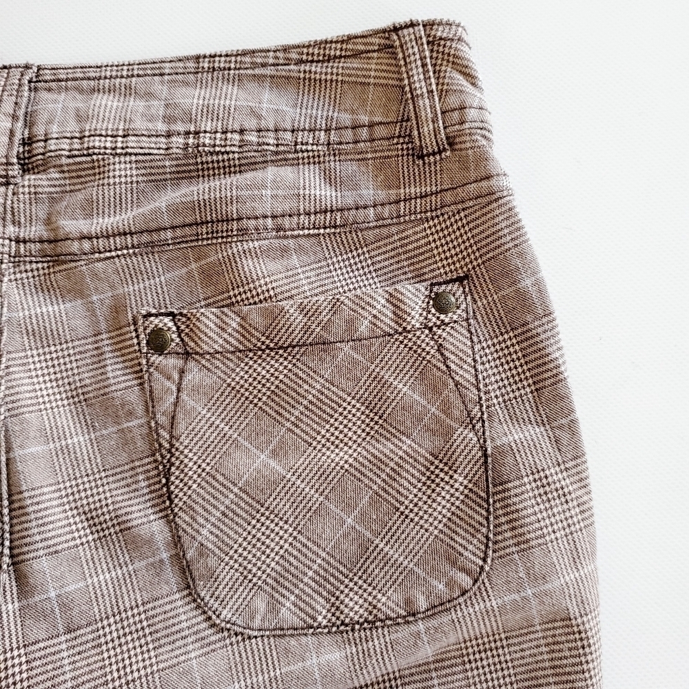 1254 * Ellemenno Plaid Low-rise Capri Pants Brown Size 7 Vintage Y2K 90s - Picture 5 of 9